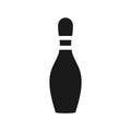 Bowling pin simple black isolated vector icon. Royalty Free Stock Photo