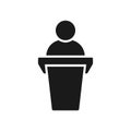 Lecturer or public speaker black vector icon. Royalty Free Stock Photo