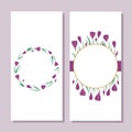 First crocuses wreath and golden circle spring fresh floral botanical seasonal card template set