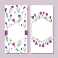 First crocuses mess and golden hexagon spring fresh floral botanical seasonal card setB