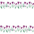 First crocuses spring fresh floral botanical seasonal seamless double horizontal border