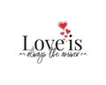 Love is always the answer, vector. Wording design, lettering. Beautiful inspirational, motivational love quotes