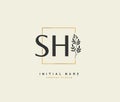 SH Beauty vector initial logo, handwriting logo of initial signature, wedding, fashion, jewerly, boutique, floral and botanical w
