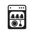 Dishwasher home appliance black isolated vector icon.