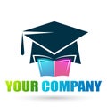 Graduates academic world education students logo icon successful graduation bachelor icon element on white background