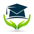 Graduates academic world education students logo icon successful graduation bachelor icon element on white background