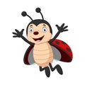 Happy ladybug cartoon waving hand