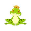 Cartoon happy king frog on white background Royalty Free Stock Photo