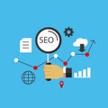 Illustration of SEO image search engine optimization.