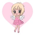 Cute little angel girl character Royalty Free Stock Photo