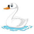 Cartoon white goose swimming in water