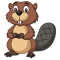 Cartoon happy beaver on white background Royalty Free Stock Photo