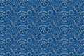 Abstract vector seamless pattern. Striped curls isolated on a blue background. Royalty Free Stock Photo