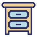 Basic RGB Bedside, cabinet Vector Icon which can easily modify or edit