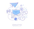 Newsletter - Email marketing concept line design style icon.