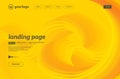 Landing page template with yellow liquid fluid shapes design template