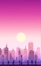 Downtown city wallpaper in the morning and evening landscape wallpaper Illustration vector style Sunlight colorful background Royalty Free Stock Photo