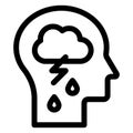 Depression, headache, Line vector icon which can easily modify or edit