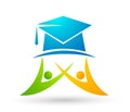 Graduates academic high education students logo icon successful graduation students bachelor icon element on white background