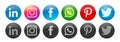 Set of popular social media logos icons Instagram Facebook Twitter linkedin pinterest WhatsApp element vector on white background Royalty Free Stock Photo