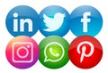 Set of popular social media logos icons Instagram Facebook Twitter linkedin pinterest WhatsApp element vector on white background Royalty Free Stock Photo