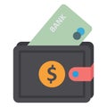 Billfold wallet, card holder,Color Vector Icon which can easily modify or edit