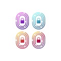 Fingerprint biometric identity icon with padlock.