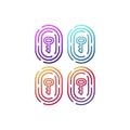 Fingerprint biometric identity icon with key.