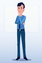 Business men Office cartoon characters. Standing persons. Business People at morning meeting. Illustration vector of discussion