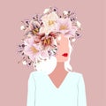 Spring. Cute illustration of a woman with flowers wreath, young people for a poster, card, flyer or banner or t-shirt print.