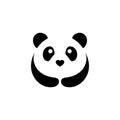 Cute panda black and white vector cartoon.