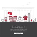 Vector illustration Welcome to Ankara, Turkey. Famous Turkish landmarks in modern flat style. Royalty Free Stock Photo