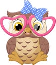 Cute little owl girl wearing pink glasses