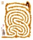 Logic puzzle game with labyrinth for children and adults. Help the primitive man find the way to the cave.