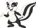 Cartoon skunk presenting on white background