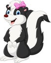 Cartoon cute skunk girl on white background