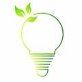 Green energy icon with light bulb & hands holding plant abstract template. Royalty Free Stock Photo