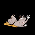 Mouse charracter in the trap vector illustration