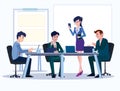Business people. Office team cartoon characters. Group of business men women, standing persons. Teamwork colleagues vector