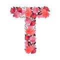 Vector floral letter, capital character T. Botanical monogram. Royalty Free Stock Photo