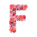 Vector floral capital letter, character F. Botanical monogram. Royalty Free Stock Photo