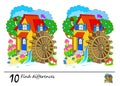 Find 10 differences. Logic puzzle game for children and adults. Printable page for kids brain teaser book.