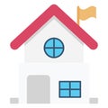 Institute Building Color Vector Icon which can easily modify or edit