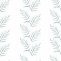 Botanical graphic pattern of mint fern leaves on white background.