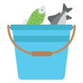 Basket with fishes, captured fishesColor Vector Icon which can be easily modified or edited