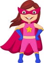 Cartoon happy superhero girl posing