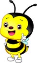 Cute bee cartoon thumb up Royalty Free Stock Photo