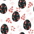 Lovely Ester eggs with ornate. Cute childish seamless pattern in cartoon style.