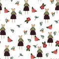 Cute cat with flowers pattern design for kids fashion artworks, children books, wallpapers. Royalty Free Stock Photo