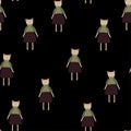 Cute cat in skirt. Seamless pattern design for kids fashion artworks, children books, wallpapers. Royalty Free Stock Photo